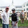 Producer/Director Jim Wilson directs jockey Calvin Borel (himself) during filming<br />in the paddock at Churchill Downs.